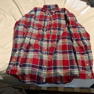 Polo red and blue plaid button up
